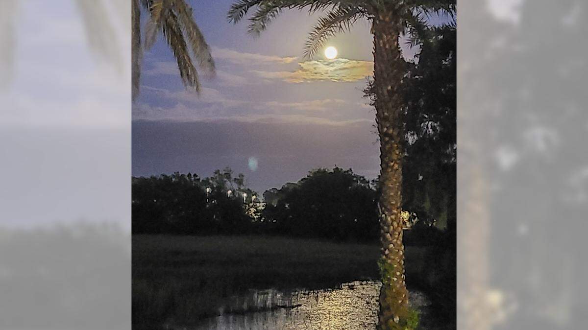 Everett Ballenger took this photo of the full moon hovering over the marshes of the Albergotti Creek on Oct. 6, 2025, in Beaufort.