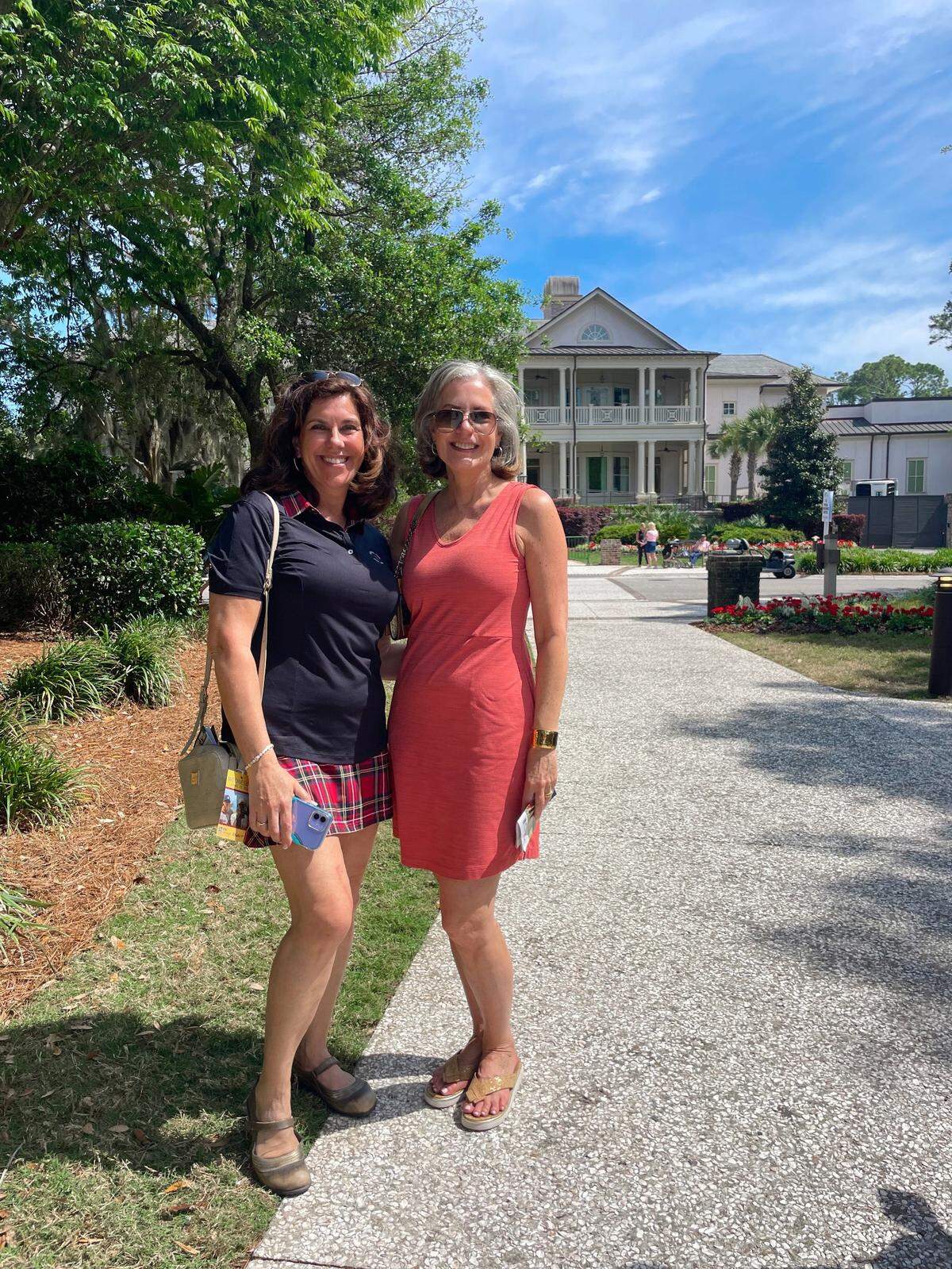 Judy Hardt and Fran Fiorino pose for a photo on their way to the 2022 RBC Heritage tournament on Wednesday afternoon.