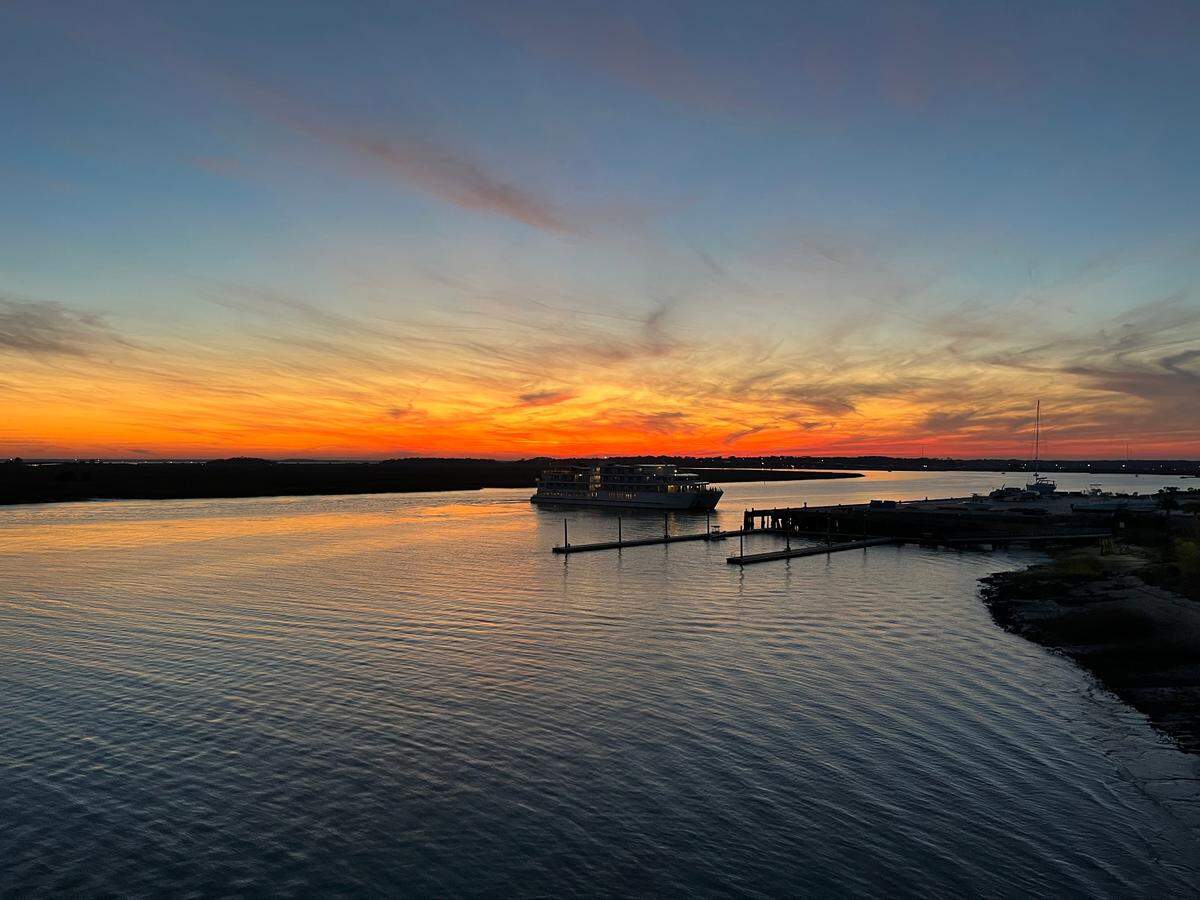 A cruise ship docks at Safe Harbor Marinas in Port Royal this spring. With the town’s blessing, Safe Harbor is moving forward with a marine-centered development on the shores of Battery Creek.