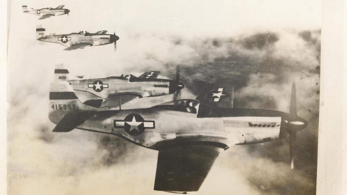 P-51D formation flying above the clouds, 4th Fighter Group.