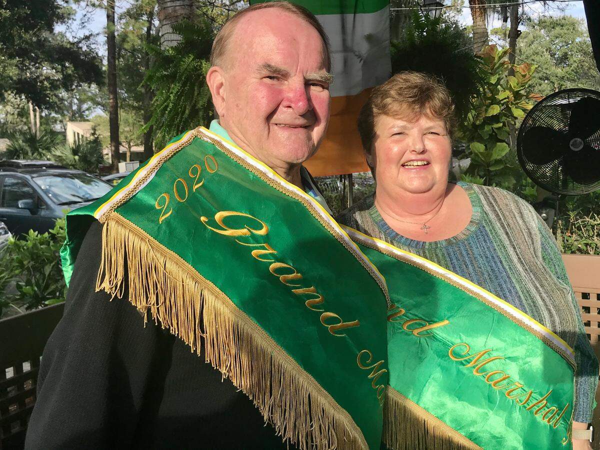 The grand marshals of the St. Patrick’s Day parade on Hilton Head Island are Gloria and Allan LaCoe.