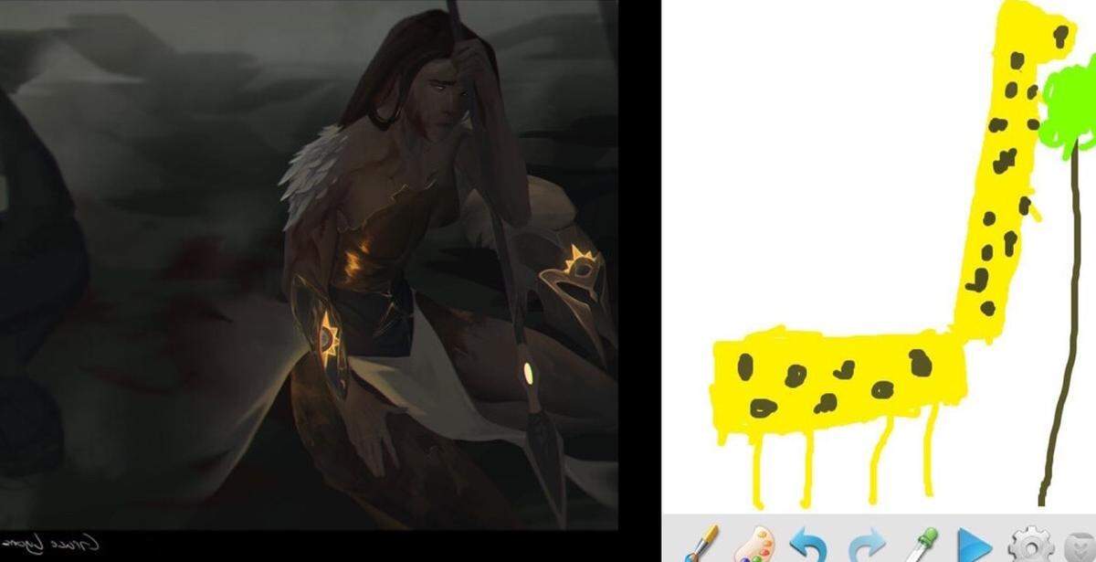 A comparison of Beaufort County virtual student and digital artist Grace Lyons’ first digital drawing (right) versus now.