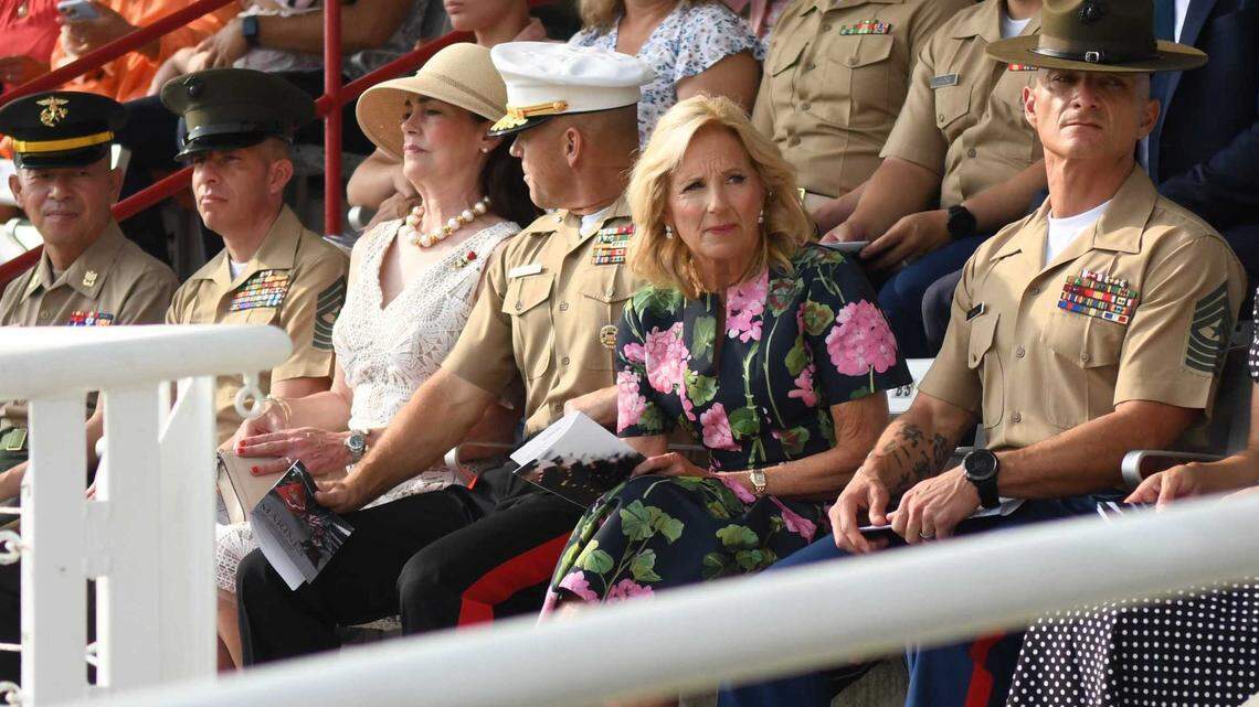 Service to country a ‘sacred choice,’ First Lady Jill Biden tells new Marines at Parris Island