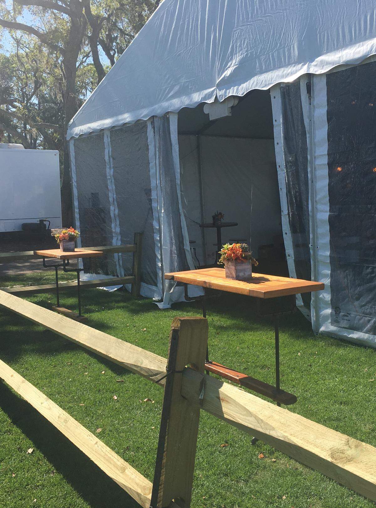 Unlike in 2017, the tent in the Tito's Distilled Lounge at RBC Heritage has sides that can close in case of rain of extreme heat.