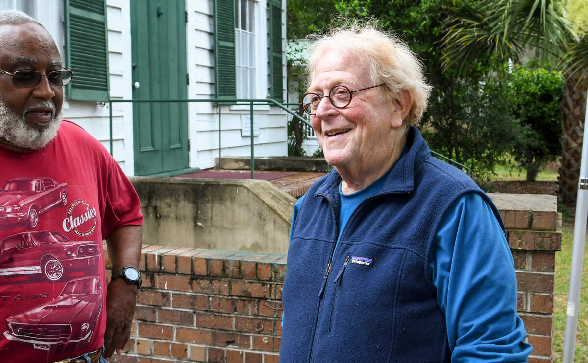 Billy Keyserling, right, former mayor of Beaufort, and Ed Allen, former Beaufort County coroner, friends for years, talk Wednesday about Keyserling’s near drowning last month on the Beaufort River. Allen jokingly said of Keyserling’s resuscitation, “You (Keyserling) were too bad to go to hell and not good enough to go to heaven so right now you’re still here with us.”