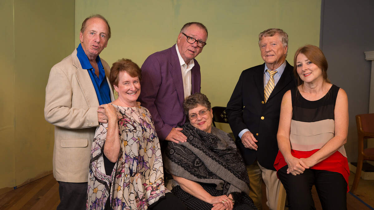 The cast of "You Haven't Changed a Bit" presented by May River Theatre Company. From left are Bob Fitzsimmons (as Steve Fine), Nancy Laws (as Sarah Fine), Ken Perkowski (as Eddie Bellini), Barbara K. Clark (as Audrey Bellini), John Lavelle (as Mike Dooley) and Kay Owen (as Liz Dooley).