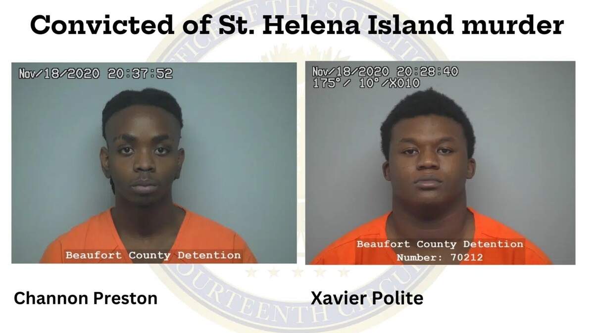 Channon Preston and Xavier Polite, two 22-year-olds from Beaufort County, have been sentenced to 37 years in prison for the Nov. 18, 2020 murder of St. Helena man Steven Glover.