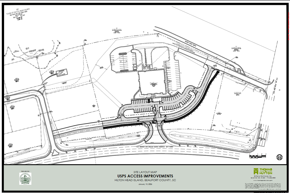This drawing shows what the USPS parking lot will look like after improvements.
