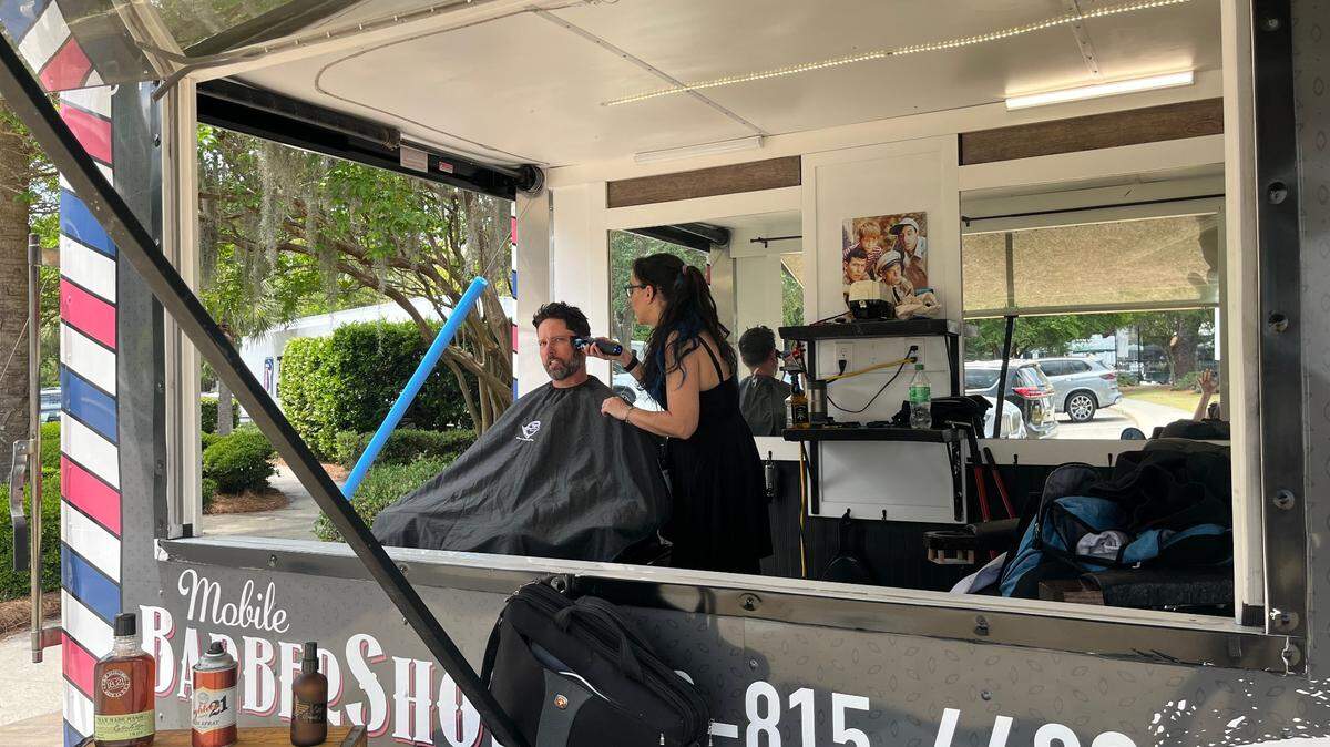 Barbers of the Lowcountry offering quick cuts to the players and staffers at the 2025 RBC Heritage Presented by Boeing on Friday, April 18, 2025