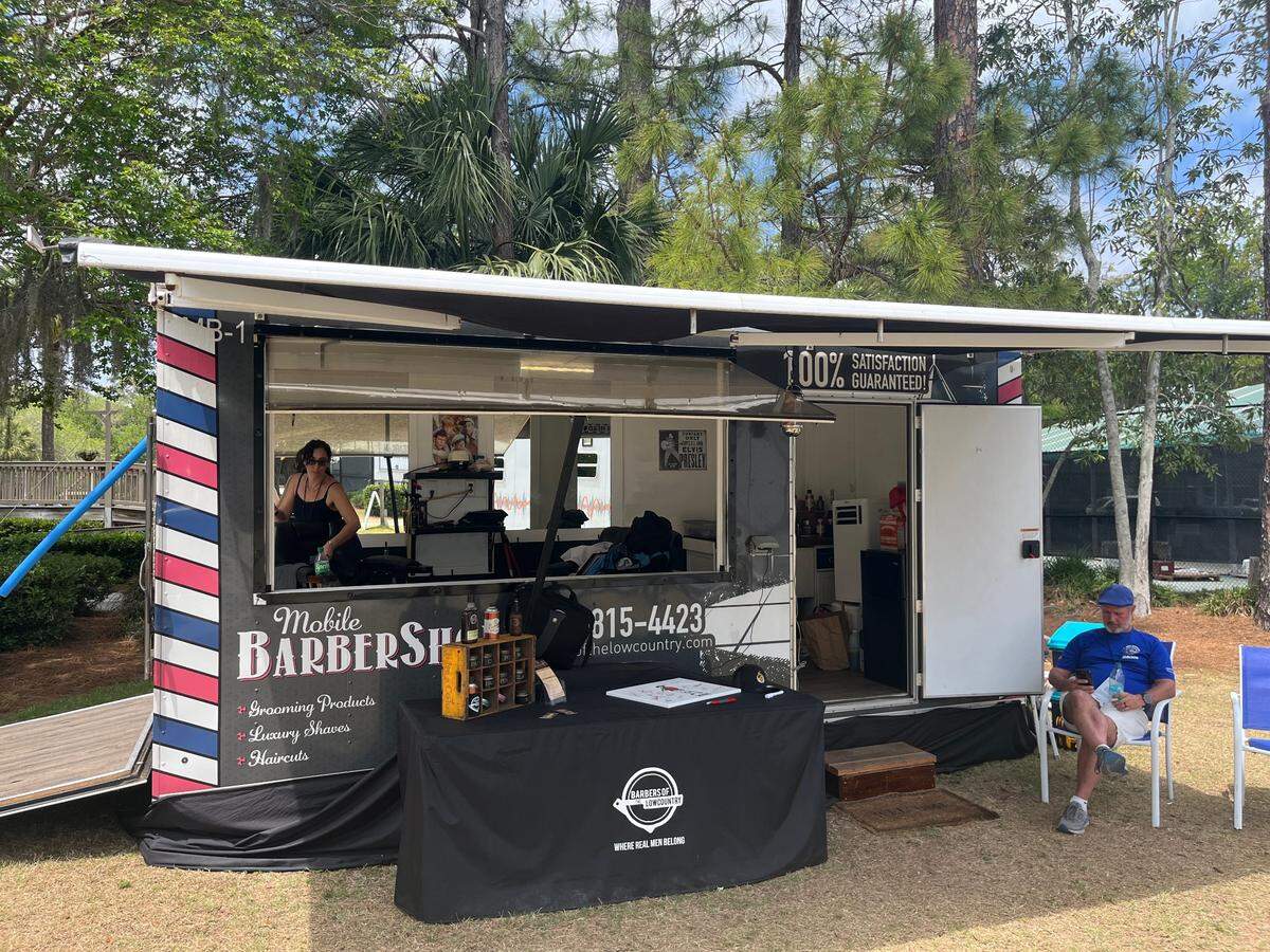 Barbers of the Lowcountry offering quick cuts to the players and staffers at the 2025 RBC Heritage Presented by Boeing on Friday, April 18, 2025