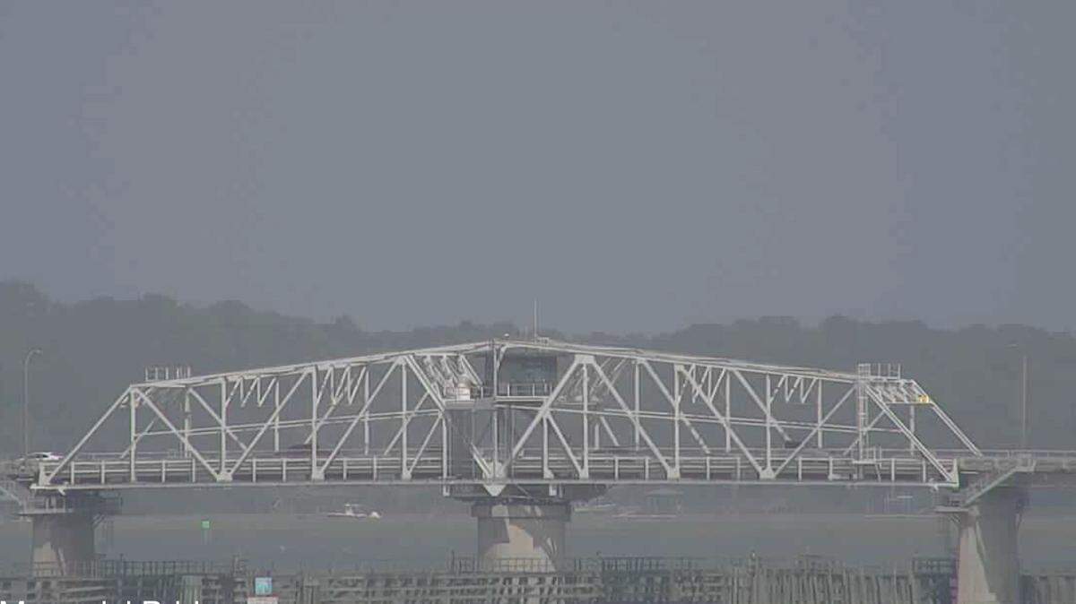 Beaufort’s Richard V. Woods Memorial Bridge is cast in a smokey haze from wildfires in eastern Ontario on Tuesday, Oct. 3, 2023, with reports of hazey skies as far away as Florida.