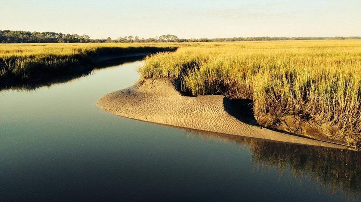 File: The view of a finger creek that runs past the end of the marsh boardwalk at Hunting Island State Park, photographed in October 2013.
