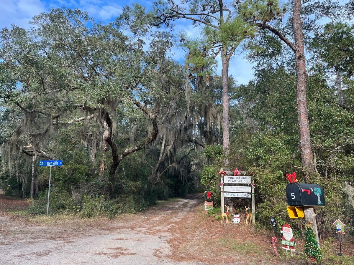 The entrance to the land where the St. Helanaville/Pine Island golf and housing development is proposed.