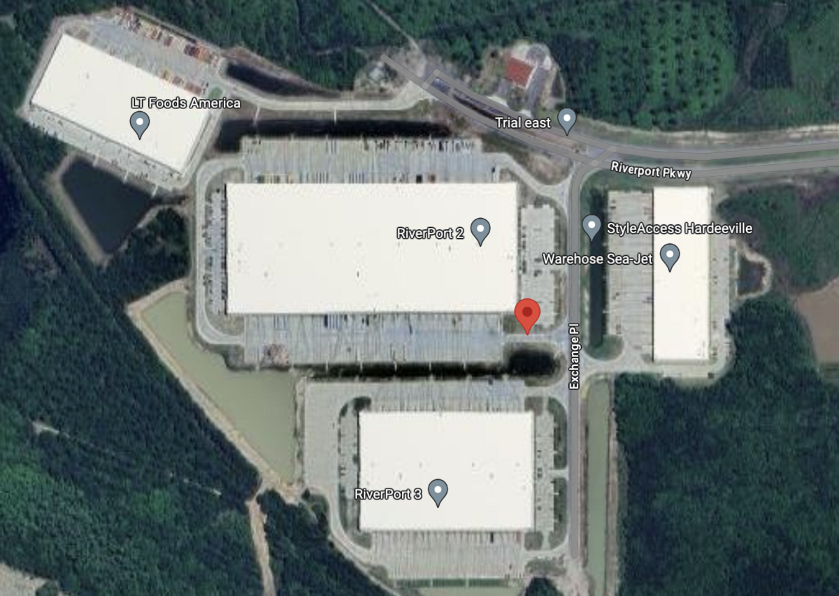Police said the call for an “entrapped vehicle” came from 186 Exchange Place, within the RiverPort Commerce Park in southern Hardeeville. Satellite images show the industrial park’s roads and parking lots are surrounded by a number of retention ponds.