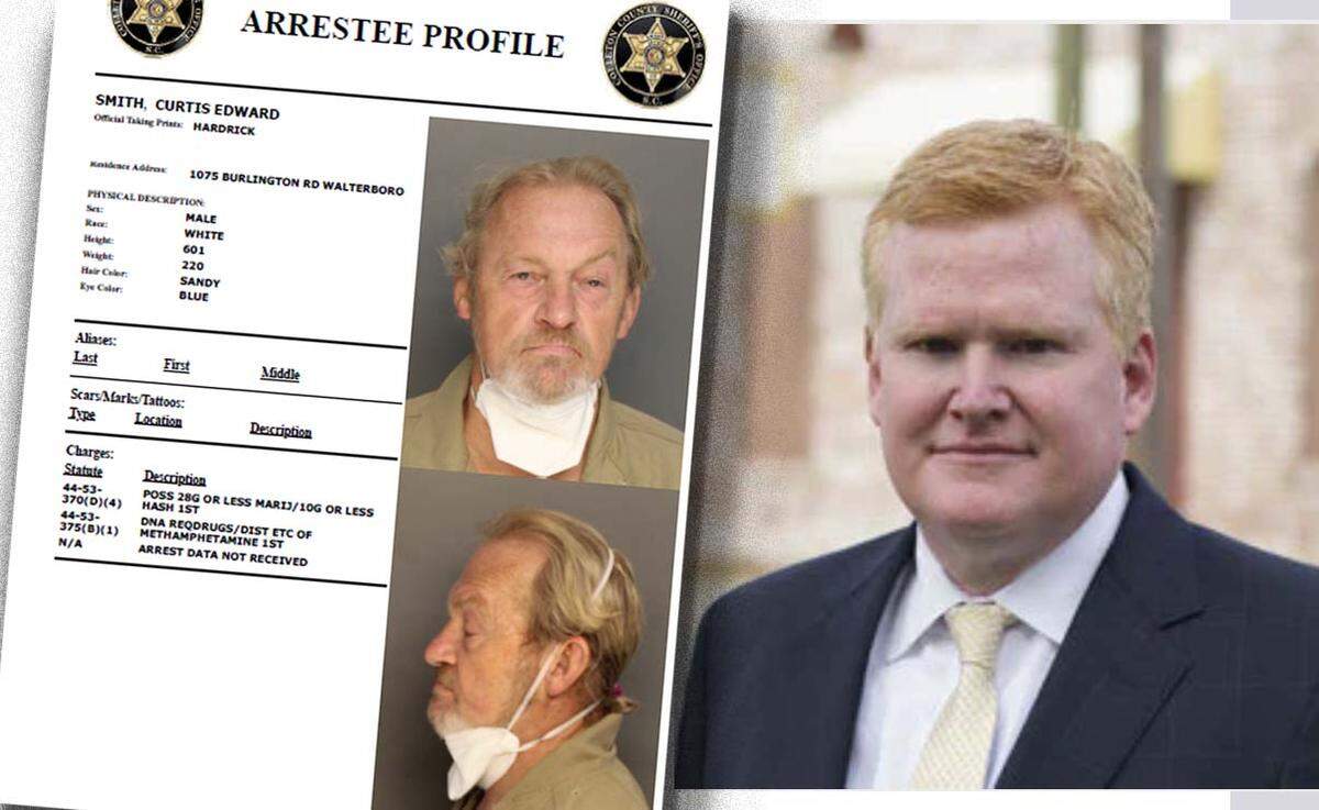 The Colleton County Sheriff’s Office profile of Curtis Edward Smith, 61, of Walterboro, left, who was arrested in a suicide by hire by Richard Alexander Murdaugh, right, of Islandton, South Carolina.