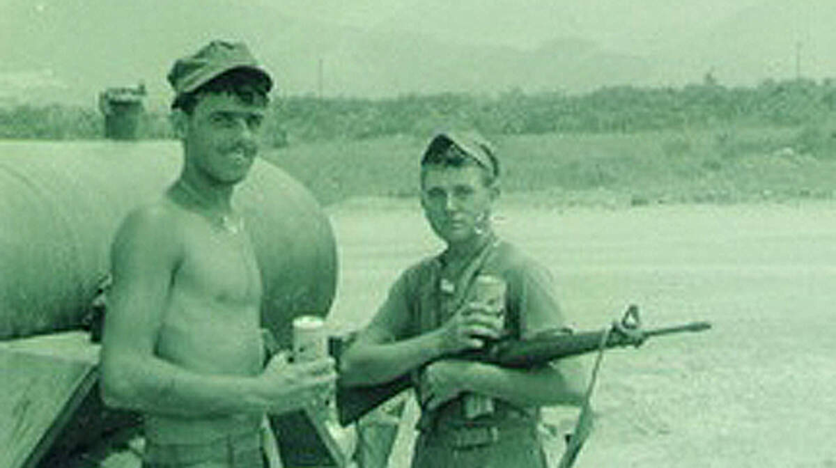 John F. Wade and Charlie McMahon in 1968 in South of Phu Bai, near the Troui River Valley. Wade's daughter, Bonnie Wade Mucia is helping the DAR organize a thank-you event for Vietnam veterans.