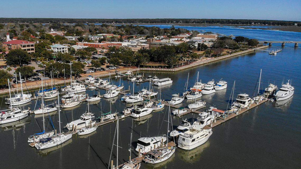 Henry C. Chambers Waterfront Park, photographed on Feb. 14, 2024, overlooks the Beaufort River and the Beaufort Downtown Marina was opened in 1979 and is built upon a series of 570 pilings.