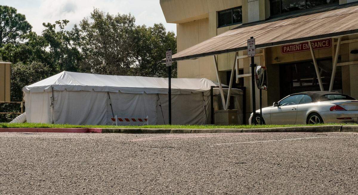 A spokesperson for Hilton Head Hospital reported that a tent outside the emergency department, as seen here on Aug. 24, 2021, was proactively erected to be used when needed for COVID-19 screening and testing.