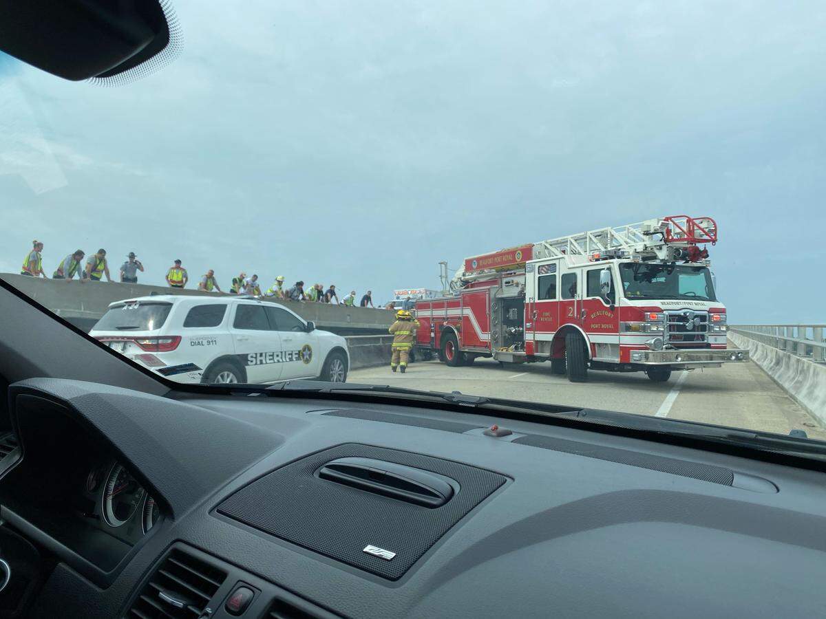 The scene on McTeer Bridge after a single car crash on Saturday, Sept. 19.