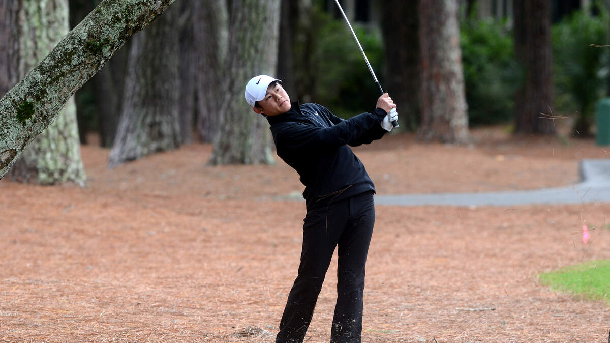 Kaito Onishi, of Bradenton, Fl., hits his ball on the fairway of No. 15 during the last round of the Sea Pines Junior Heritage on Sunday afternoon at Harbour Town Golf Links on Hilton Head Island.  Onishi finished first for the boys in the competition.