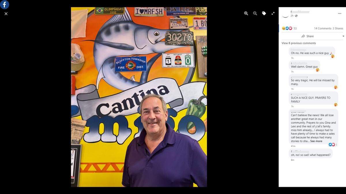 Hilton Head businessman Andrew Farbman, 62, was killed Sunday night after being fatally struck by a car on Spanish Wells Road. Farbman was “bubbly” and passionate about his Amigos Café y Cantina restaurant, according to friends.
