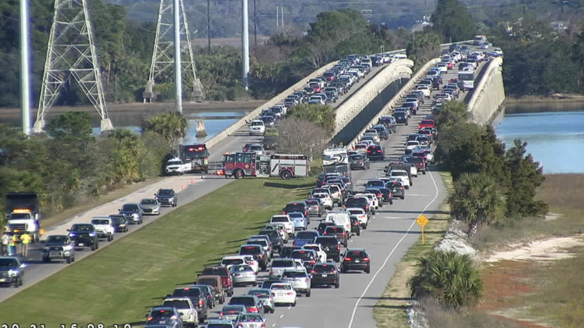 This Beaufort County traffic camera photo shows what can happen on U.S. 278 when an accident occurs. In this file photo, a single-vehicle accident in between the Hilton Head Bridges caused significant delays for eastbound drivers.