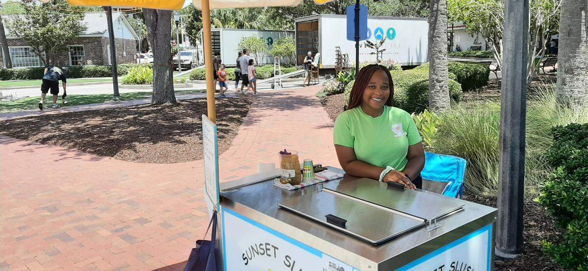 Kayla McIver was selling classic Italian ice Thursday at Beaufort Waterfront Park and will be through the 2021 Water Festival.