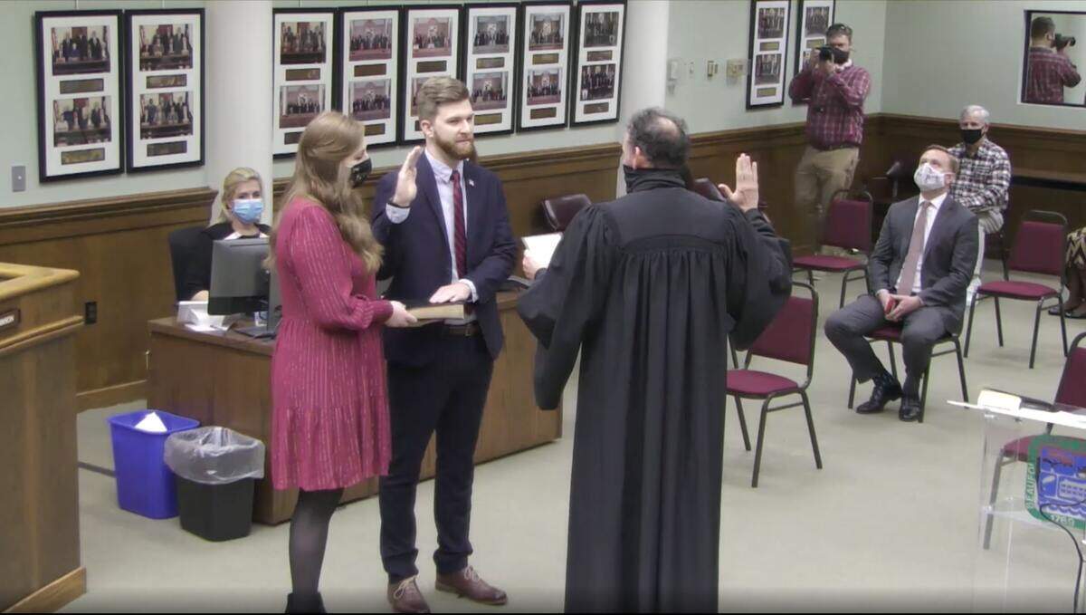 Newly elected Beaufort County Council member Logan Cunningham is sworn in on Jan. 4, 2021.