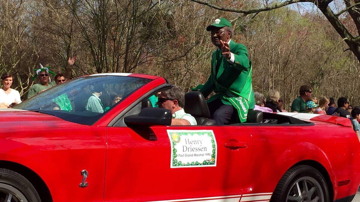 Henry Driessen Jr. rides in the 2015 Hilton Head Island St. Patrick’s Day Parade as a past-grand marshal from 1995. Driessen, who had a huge impact on the island, died April 1, 2024.
