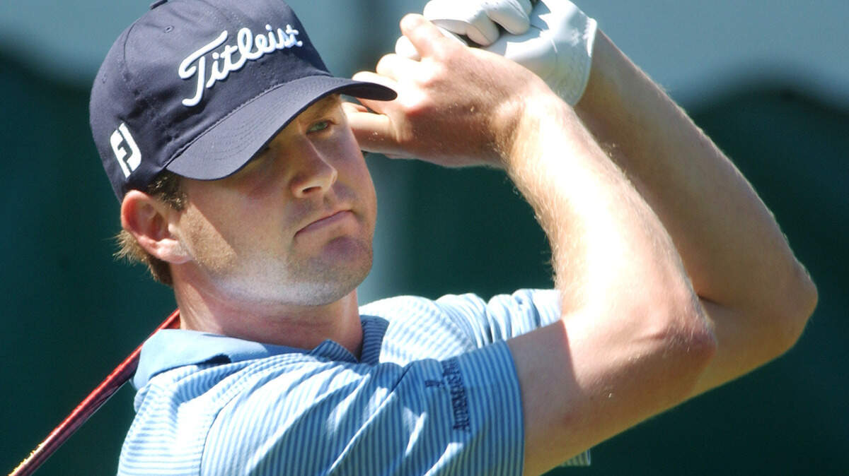 D.J. Trahan tees off on No. 1 during the second round of the Verizon Heritage on April 17, 2009.