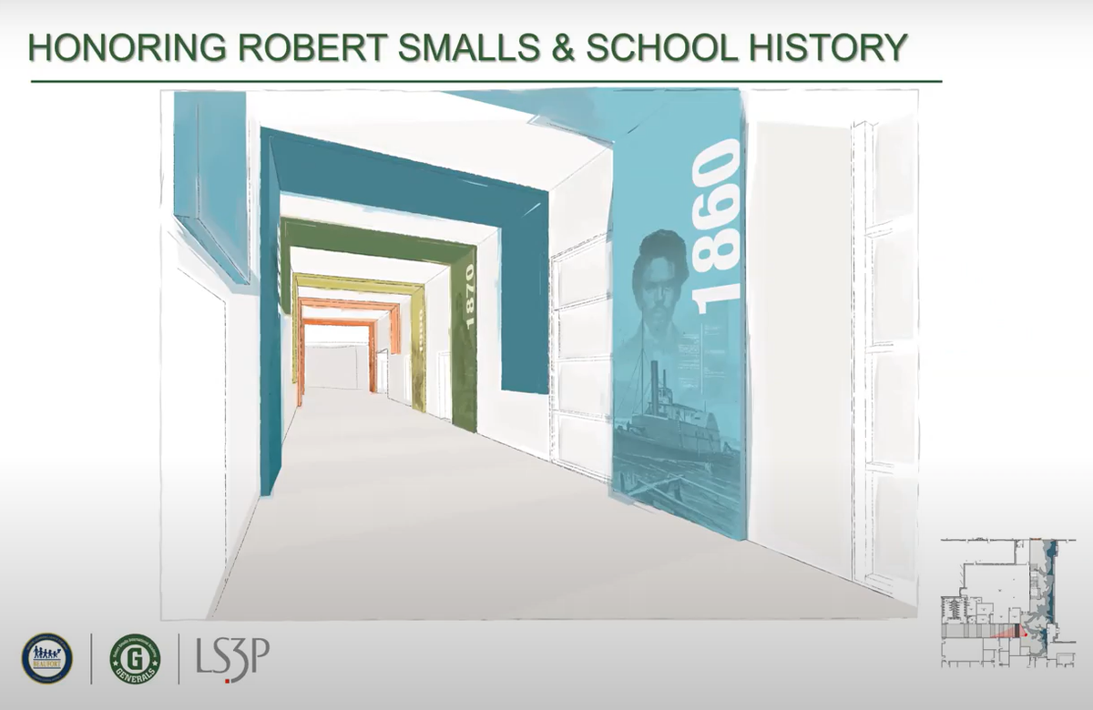 The corridor between the cafeteria and the lobby will feature a timeline leading from Robert Small’s lifetime to present day.