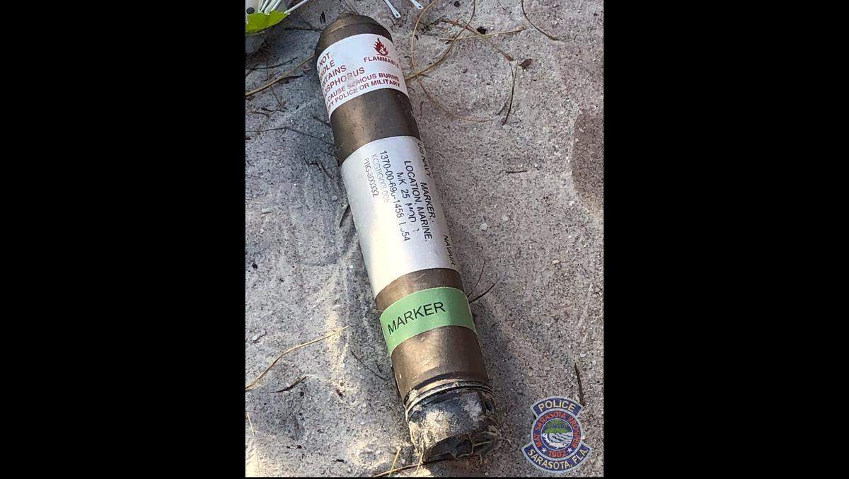 Mk 25 Mod 4 Marine Marker similar to this one recently washed up on Fripp Island.