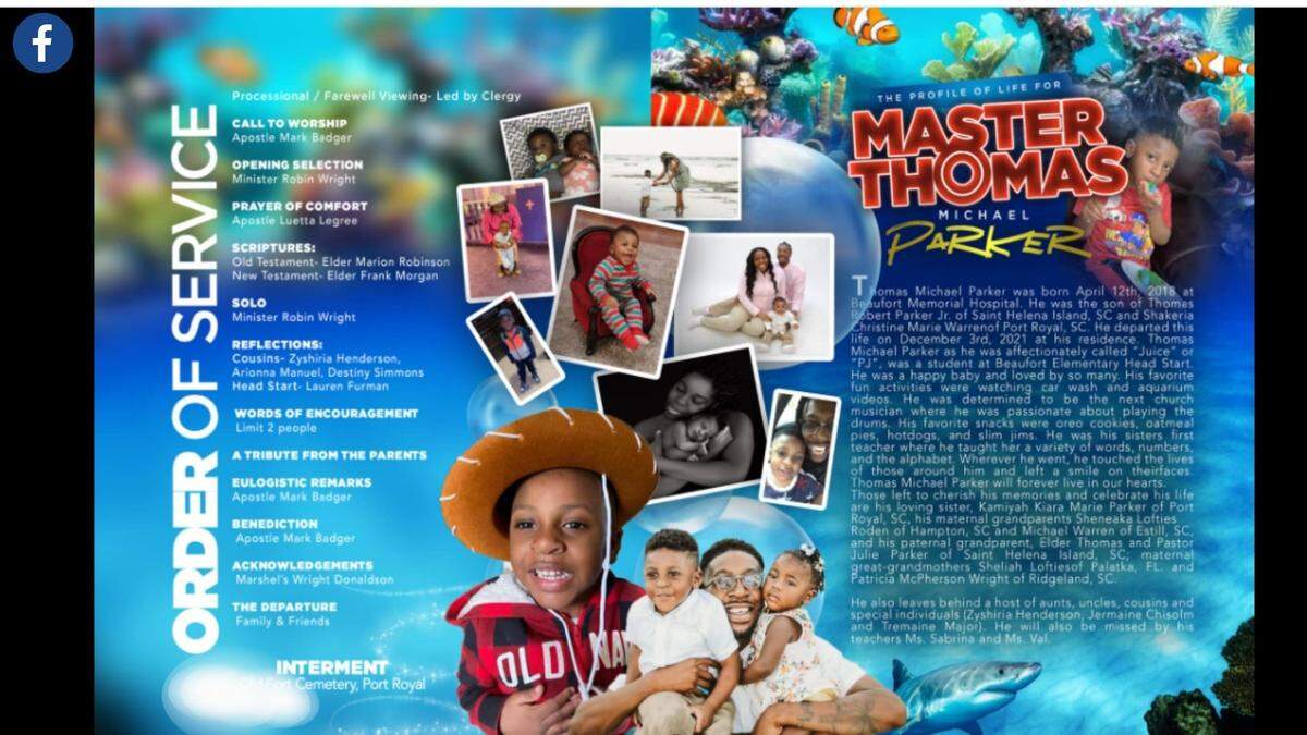 Thomas Parker III, a 3-year-old from Port Royal who died after shooting himself on Dec. 3, wanted to play the drums and loved eating oatmeal pies, according to memorial posts on Facebook.