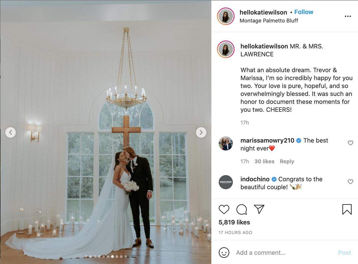 Clemson football star Trevor Lawrence and girlfriend Marissa Mowry at Montage Palmetto Bluff in Bluffton.