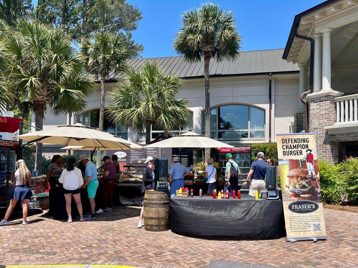 Fraser’s Pavilion located by the 9th hole on Thursday, April 17, where Scottie Scheffler’s Defending Champion Burger is served at the 2025 RBC Heritage Presented by Boeing