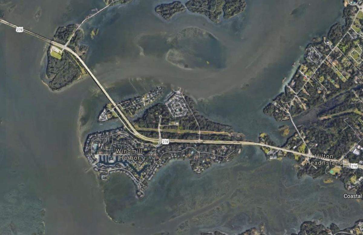 A screen-shot of a Google Maps image of Jenkins Island, part of the Town of Hilton Head Island, South Carolina.