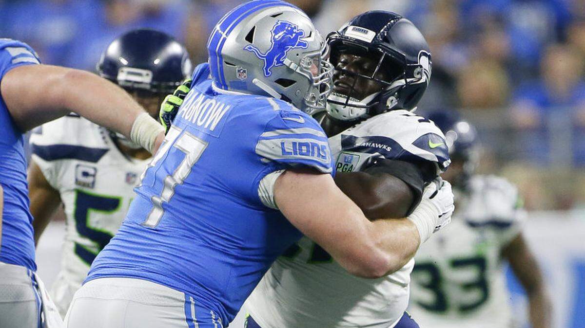 Seattle Seahawks defensive tackle Poona Ford, right, is in action against Detroit earlier this season. Ford who played at Hilton Head Island High School, made his first NFL start Sunday, Dec. 2, 2018.