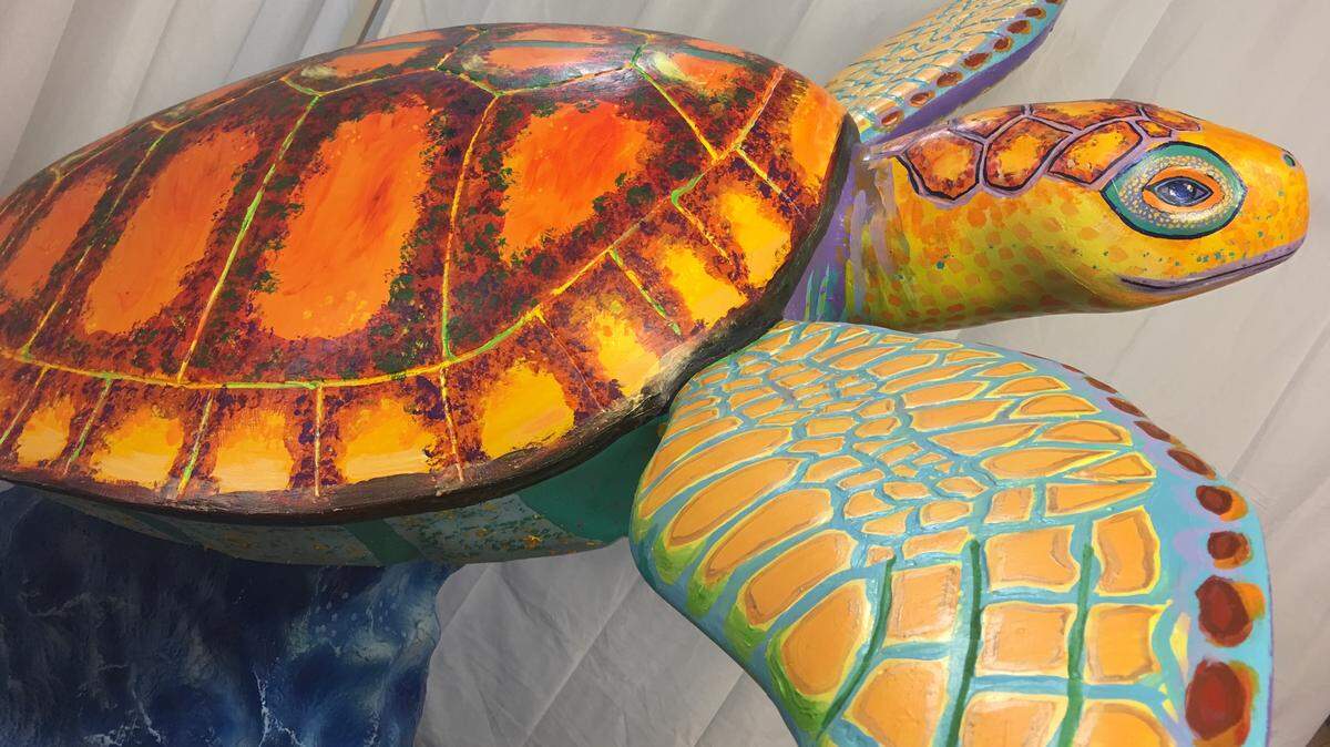 Myrtle as a piece of public art will stand temporarily near the Tiki Hut bar on the Hilton Head Island beach.