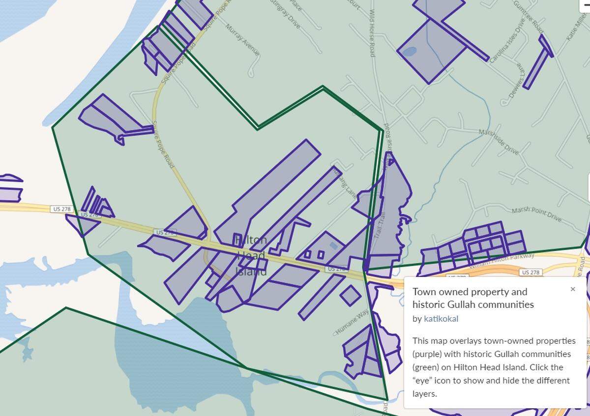 A detailed map shows how much of the Stoney community (in green) is now made up of town-owned land.