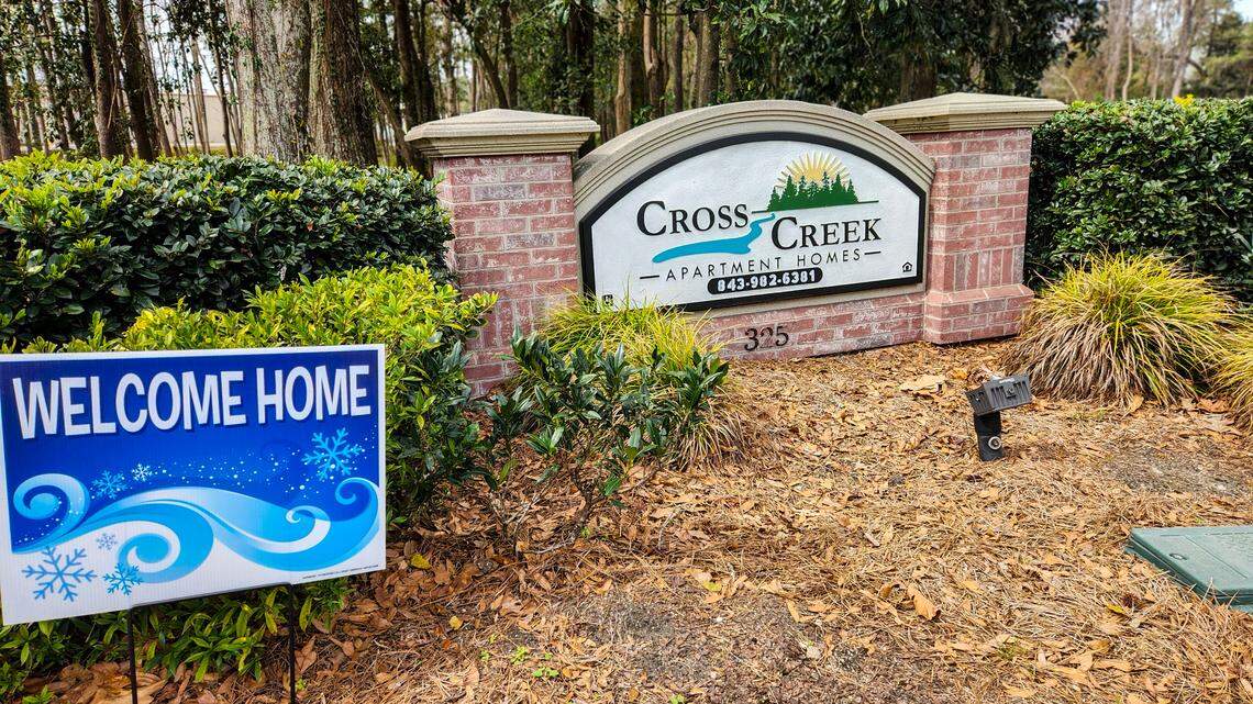 The entrance to Cross Creek Apartment Homes as photographed on Tuesday, March 5, 2024 in Beaufort.