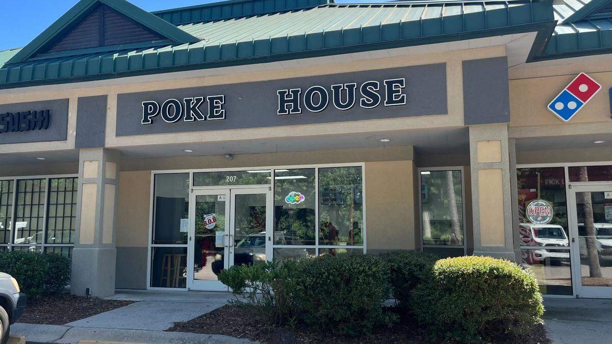 Storefront of the new poke bowl restaurant, Poke House, that opened Wednesday, July 16, 2025, in Bluffton.