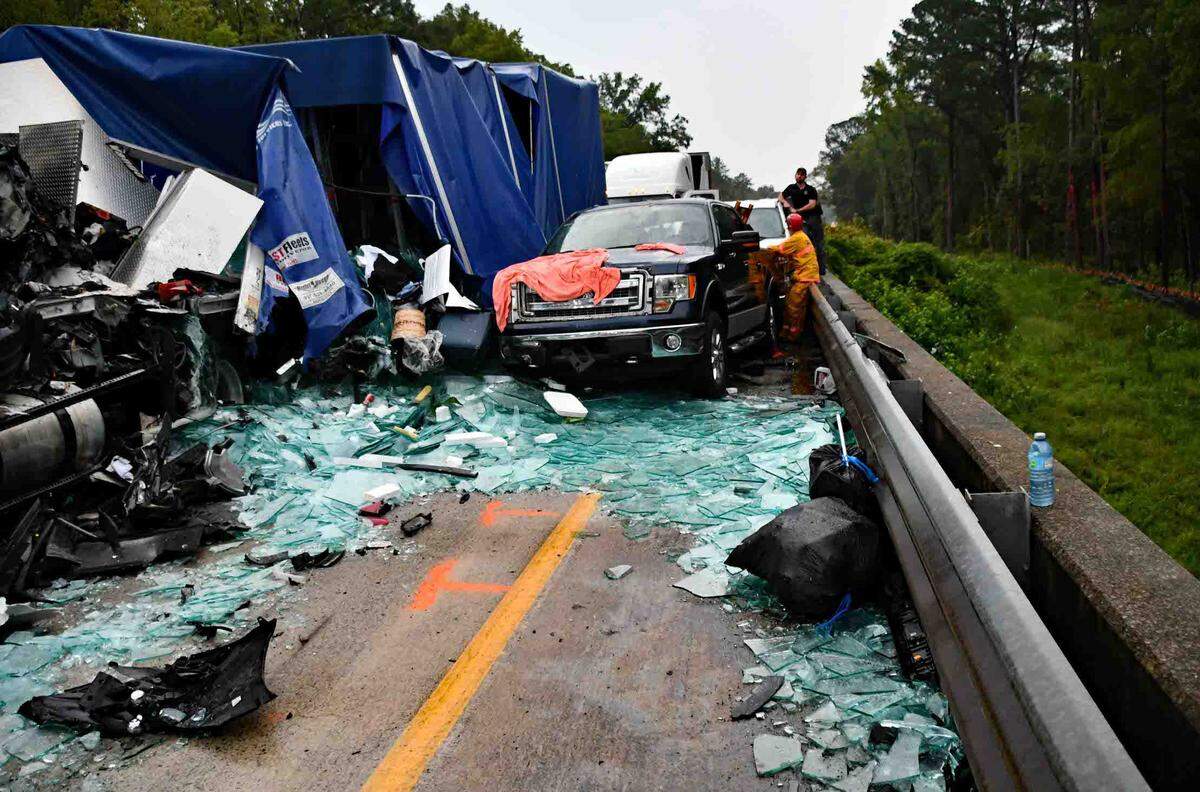One semi-truck involved in the deadly I-95 pileup on July 22, 2025, was hauling large sheets of plate glass, which were thrown into the roadway during the large-scale crash. First responders rushed to attend to victims while working around the layers of shattered glass, which were said to be 2 feet deep in some areas.
