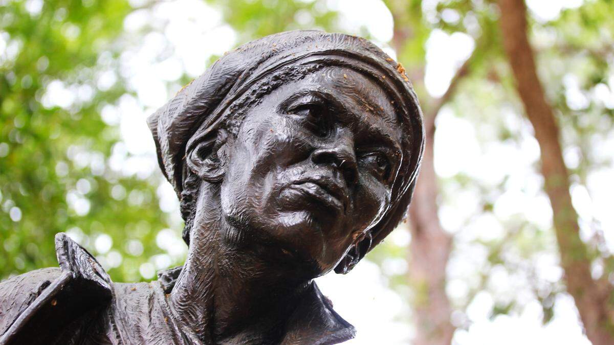 Sculptor Wesley Wofford said he tried to capture Harriet Tubman’s tenacity and perseverance in her expression. “I just can’t fathom it, the things that she was able to accomplish in her lifetime,” Woffard said. Photographed on April 23, 2025.