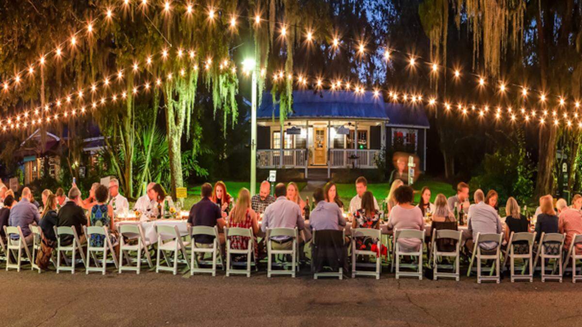 A portion of the Bluffton State of Mind Supper Soiree on Calhoun Street.