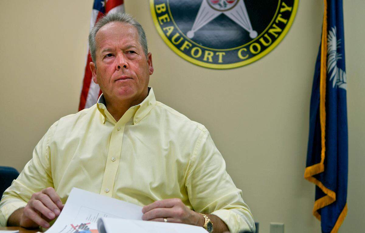 Beaufort County Sheriff P.J. Tanner listens to a reporter’s question in 2018.