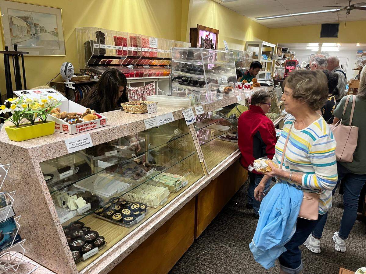 The Chocolate Tree in Beaufort was bustling with customers Tuesday morning.