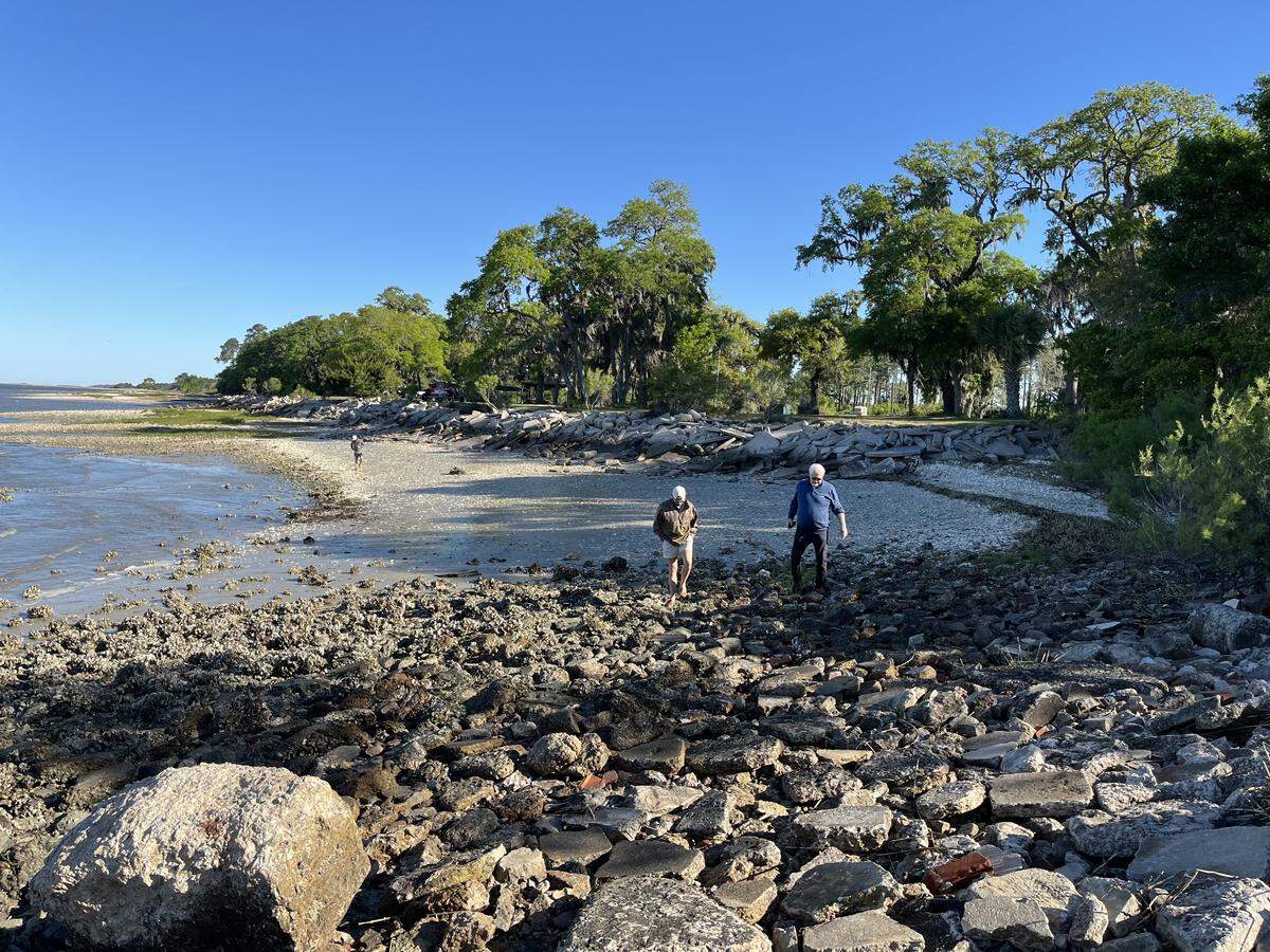 An experimental project to create a “living shoreline” near Elliott Beach on Parris Island is underway to stall the rapid loss of marshland along the Broad River. A variety of South Carolina state agencies, Coastal Carolina University, U.S. Marine Corps Parris Island, the town of Port Royal and others are involved.