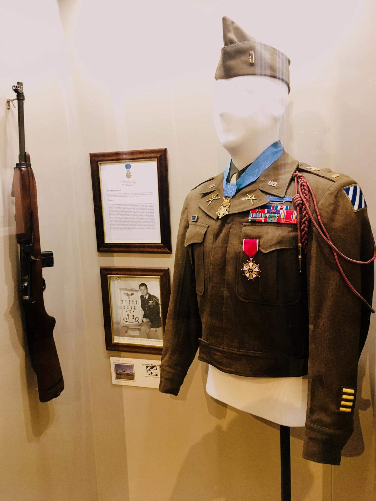 The original Captain America: Audie Murphy, the most decorated American soldier in World War II and member of the Third Infantry Division, is remembered at the Fort Stewart Museum in Hinesville, Georgia.