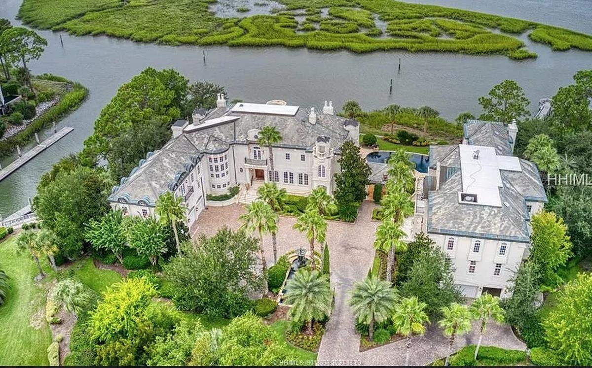 An aerial view of the home at 80 Bridgetown Lane on Hilton Head Island.