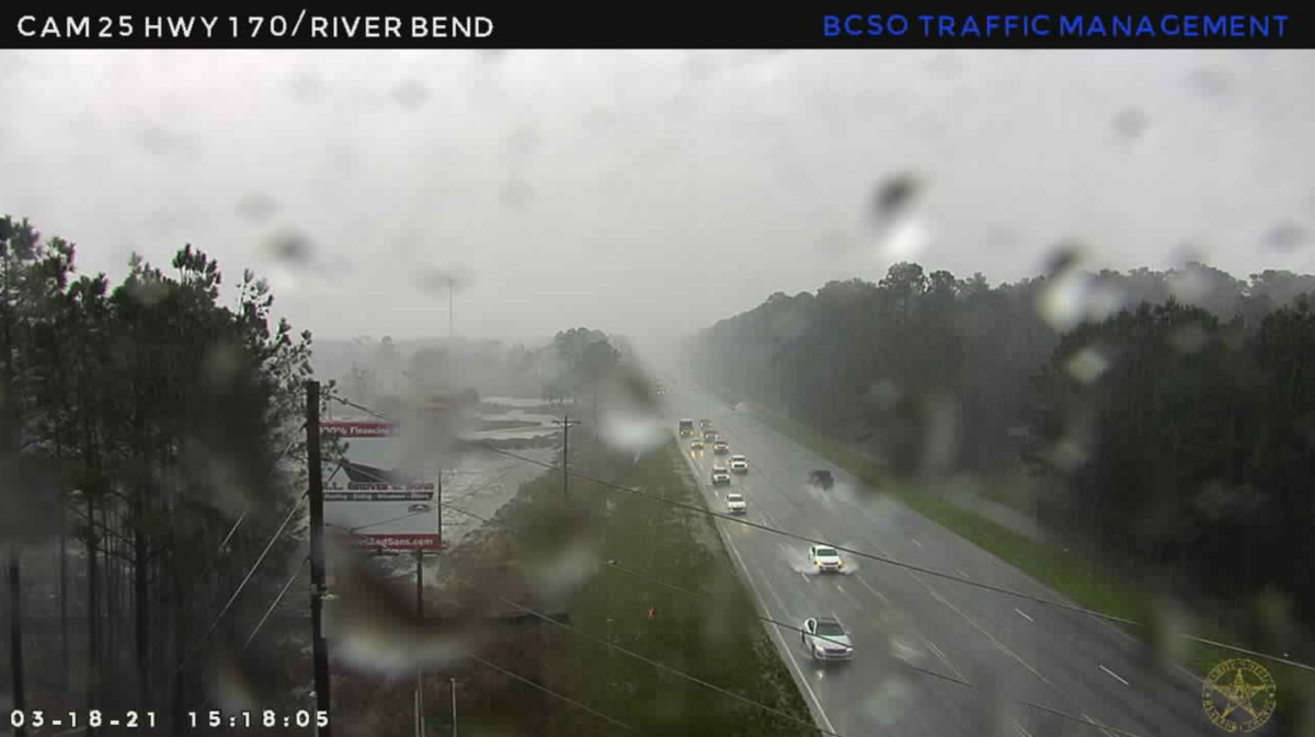 Areas in Beaufort County were experiencing heavy rain on Wednesday afternoon as a severe storm crossed over the county.
